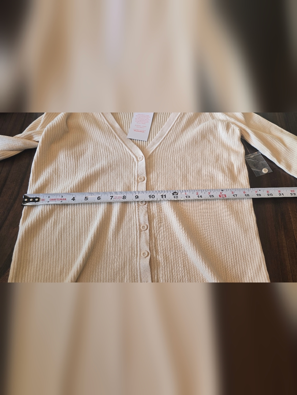 ModCloth Beige Ribbed Button-Front Cardigan - Picture 6 of 9